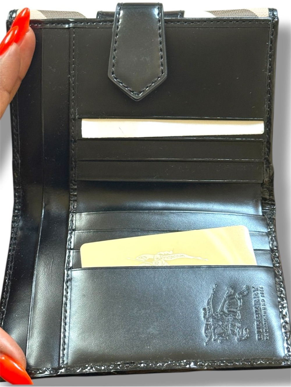 Burberry Black Patent Trim Check Continental Wallet - Brand New With Tags - Picture 4 of 6